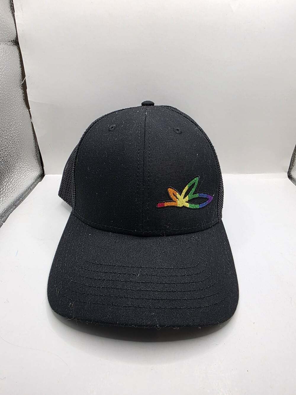 Capamerica Black Trucker Hat Rainbow Logo Snapback Adjustable